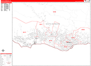 Santa Barbara  Wall Map Red Line Style